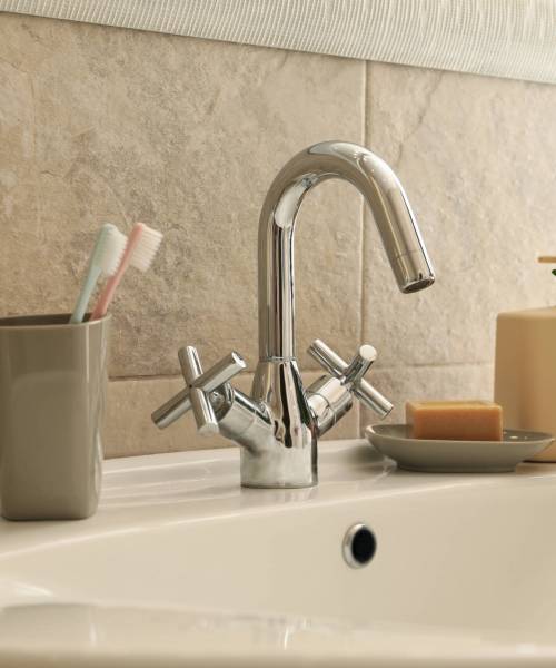 Sink and personal hygiene accessories in bathroom